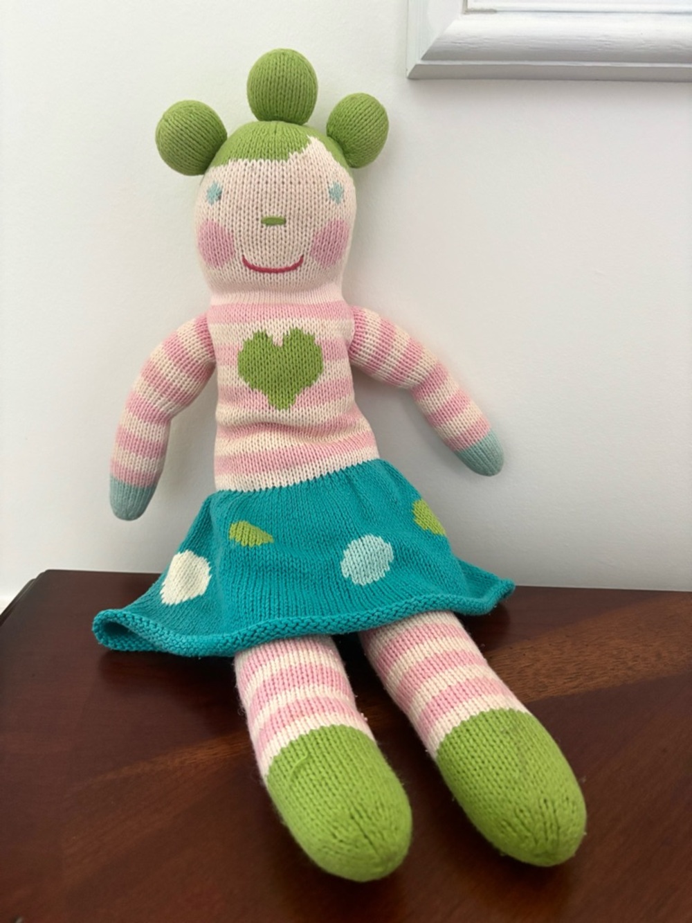 Blabla April Knit Soft Plush Doll Striped Heart Polka Dot Pink Green Blue Rare